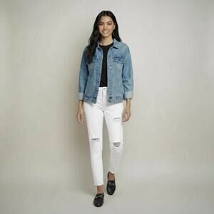 WILLIAM RAST Junior Ripped Cuffed Boyfriend Jeans Retail $79.50 Size 25